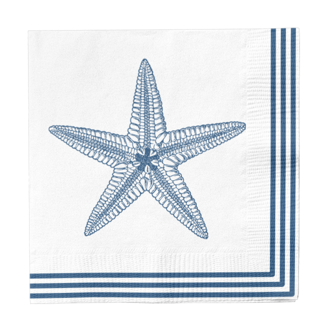 Blue Starfish Nautical Cocktail Napkins