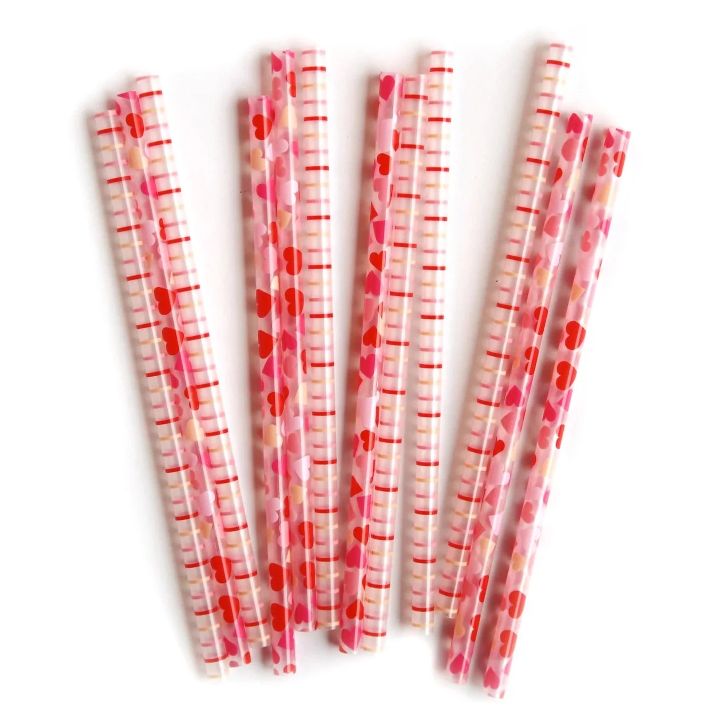 Reusable Straws/ Red Hear and Stripes Reusable Straws / 