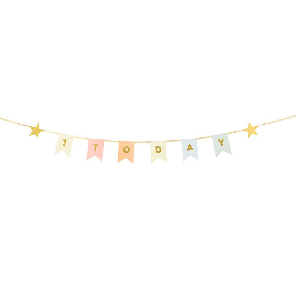 Pastel Happy Birthday Banner with Star Garland 