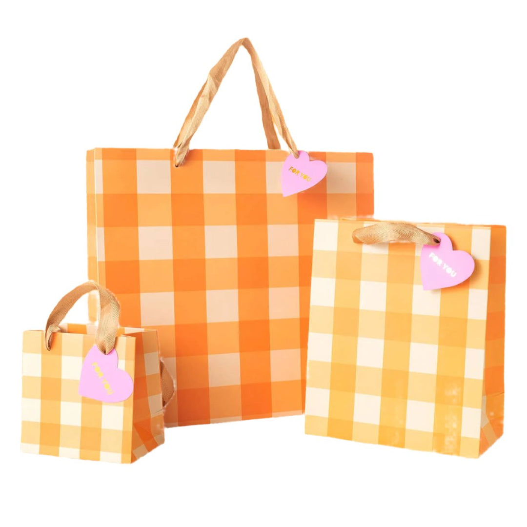 Orange Gingham Gift Bag Bonjour Fete Party Supplies Gift Wrapping