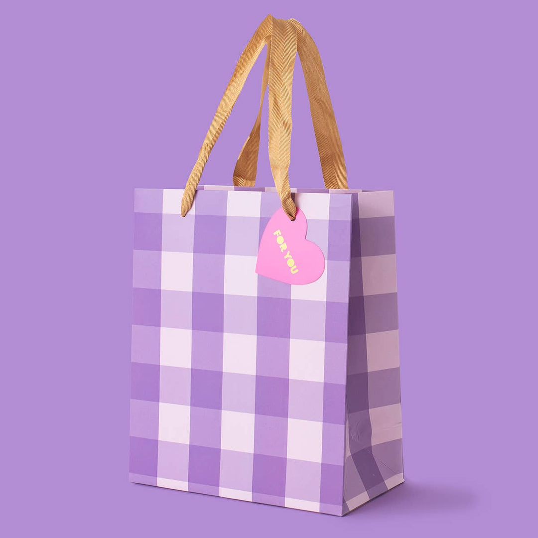 Purple Gingham Gift Bags Taylor Elliott Designs Medium Bonjour Fete - Party Supplies