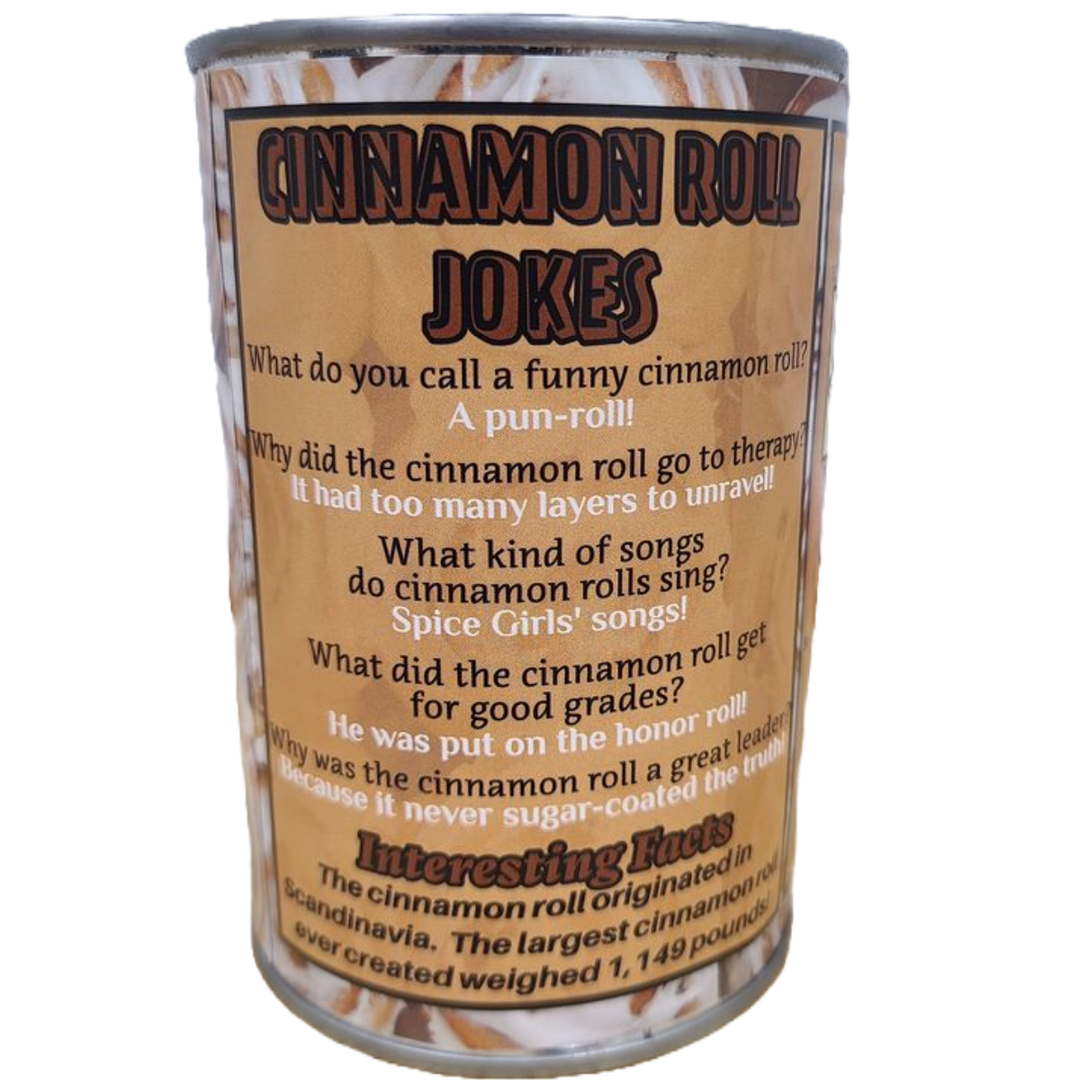 Canned Cinnamon Roll | Baking Plush in a Can w/Funny Jokes: Pop Top Lid Canned Gifts Canned Cinnamon Roll | Baking Plush in a Can w/Funny Jokes: Pop Top Lid Bonjour Fete - Party Supplies