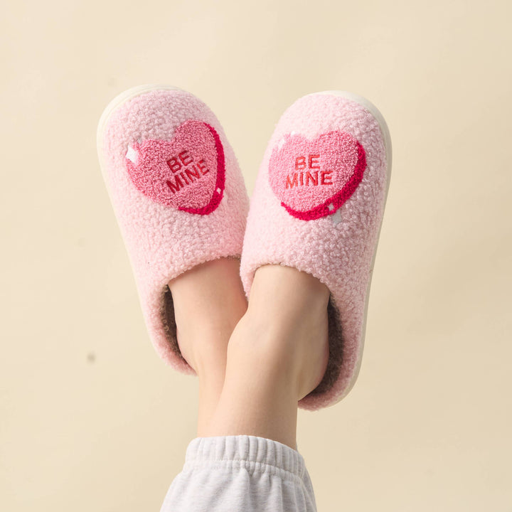 Fuzzy Slippers - Be Mine: S/M (Women's 5 - 7.5) The Darling Effect Fuzzy Slippers - Be Mine: S/M (Women's 5 - 7.5) Bonjour Fete - Party Supplies