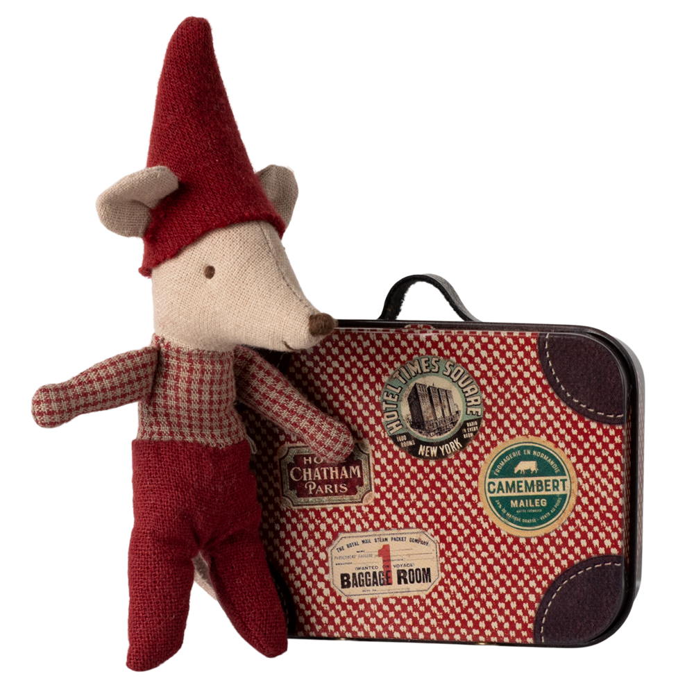 Baby In Suitcase Christmas Mouse By Maileg 