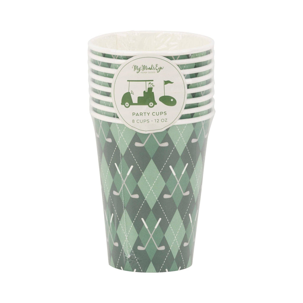 GOLF PLAID PAPER CUPS My Mind’s Eye Cups GOLF PLAID PAPER CUPS Bonjour Fete - Party Supplies