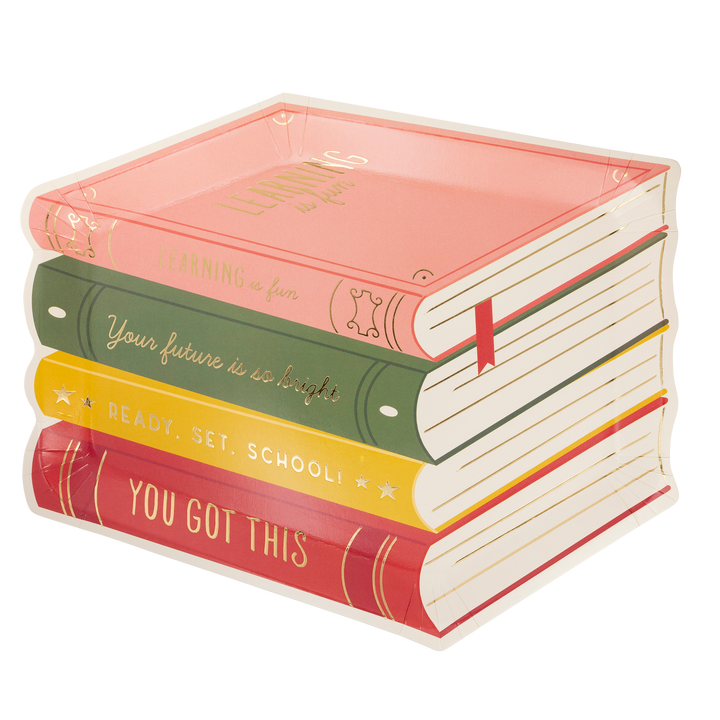 BTS1045 - Stack of Books Paper Plate My Mind’s Eye Bonjour Fete - Party Supplies