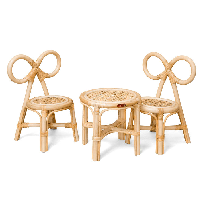 Poppie Mini Table & Chairs Set Poppie Toys Mini Bow Set (Doll size) Poppie Mini Table & Chairs Set Bonjour Fete - Party Supplies