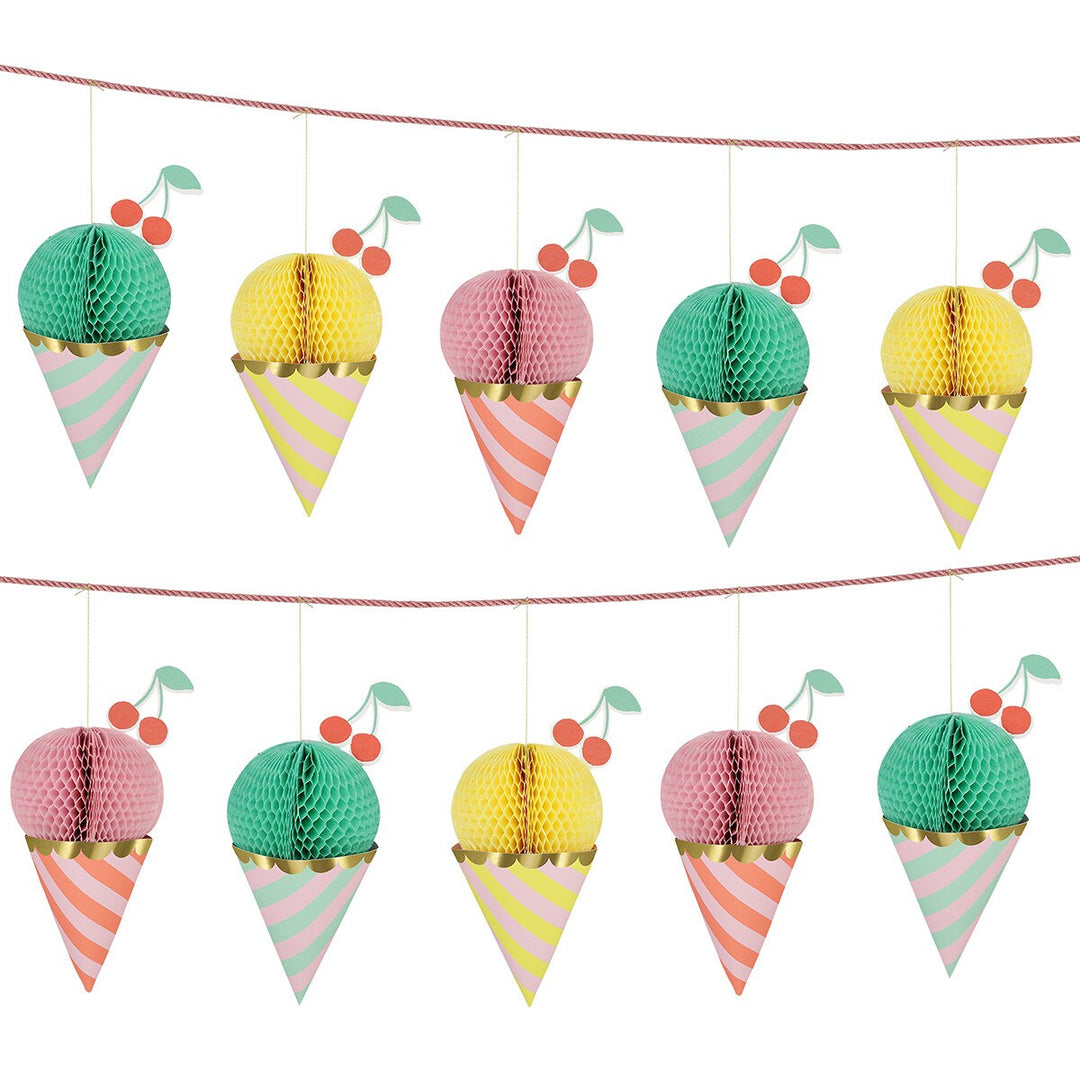 ICE CREAM HONEYCOMB GARLAND Meri Meri Garlands & Banners ICE CREAM HONEYCOMB GARLAND Bonjour Fete - Party Supplies