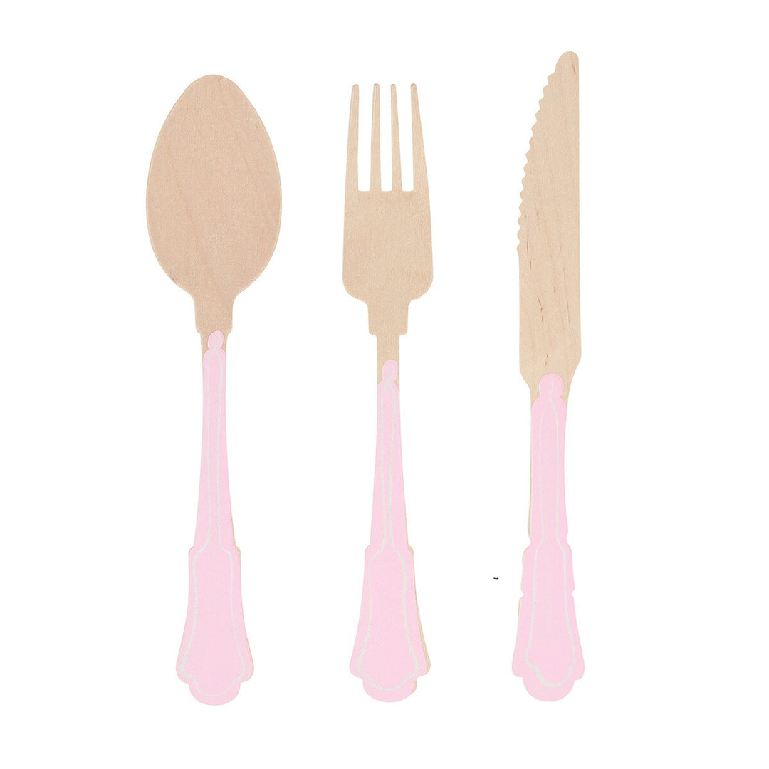 ELEGANT PINK WOODEN CUTLERY Meri Meri Cutlery ELEGANT PINK WOODEN CUTLERY Bonjour Fete - Party Supplies