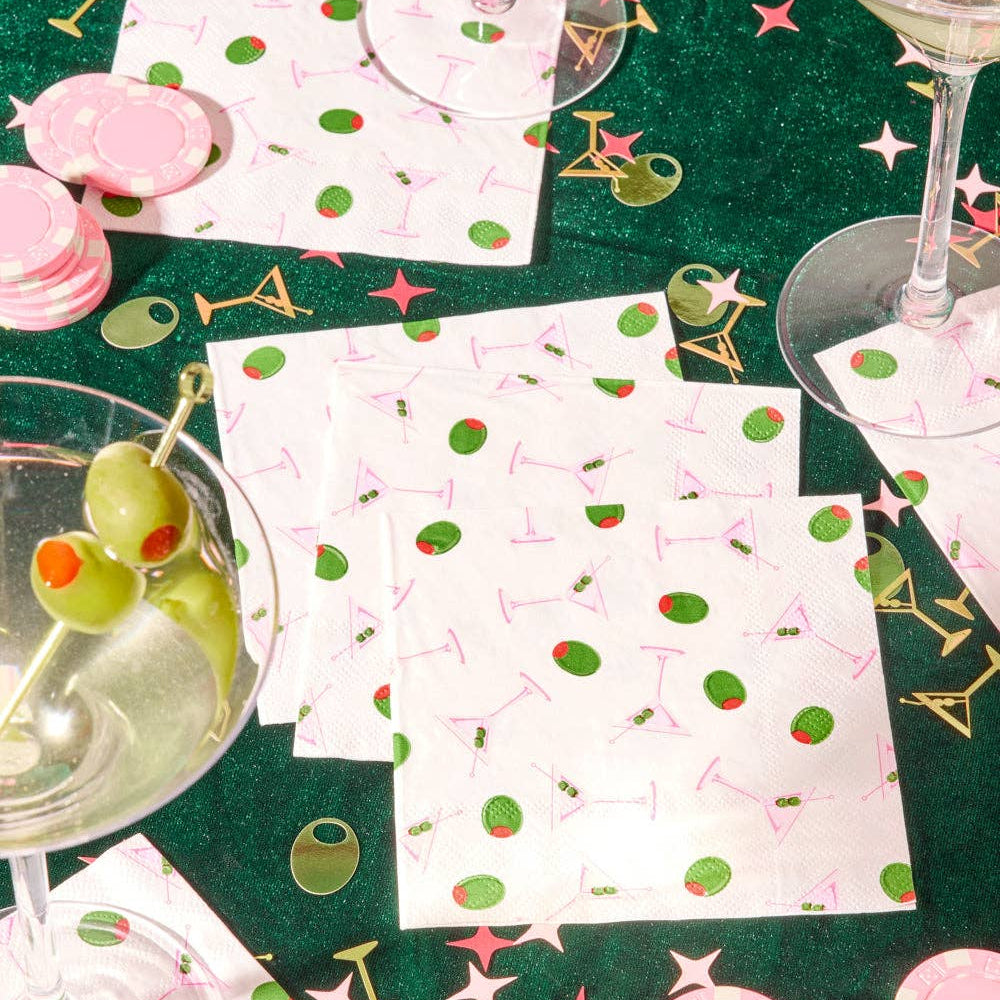 Martini Napkins - 25 paper napkins, birthday bachelorette party xo, Fetti Martini Napkins - 25 paper napkins, birthday bachelorette party Bonjour Fete - Party Supplies