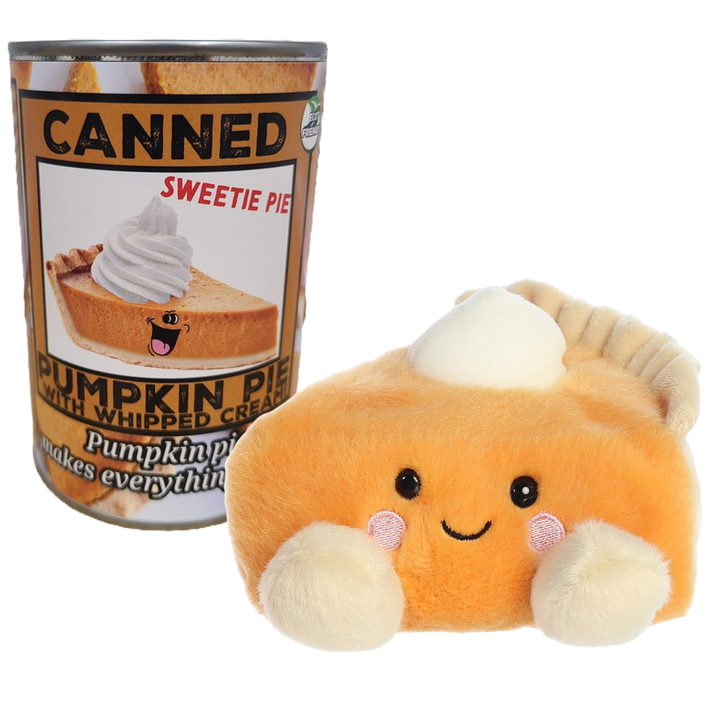 CANNED PUMPKIN PIE STUFFED ANIMAL Canned Gifts Thanksgiving Favors & Crackers Bonjour Fete - Party Supplies