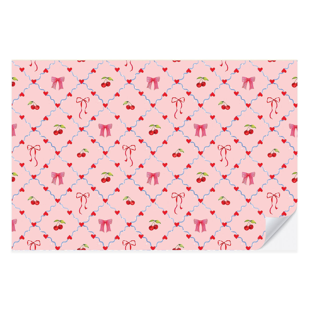 Mon Cherry Valentine's Day Placemat Pad Cami Monet Mon Cherry Valentine's Day Placemat Pad Bonjour Fete - Party Supplies