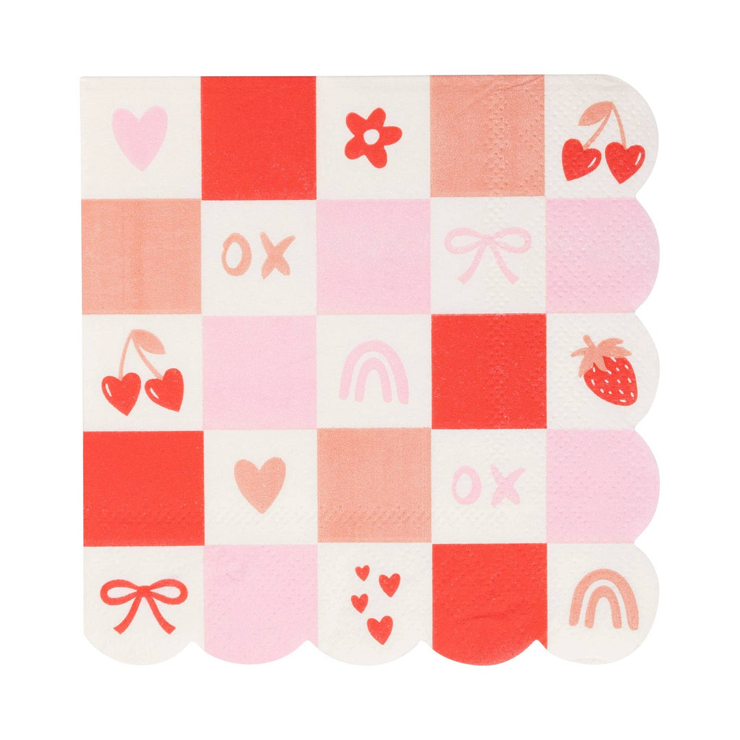 PLNP791 - Valentine Check Scallop Cocktail Napkin My Mind’s Eye PLNP791 - Valentine Check Scallop Cocktail Napkin Bonjour Fete - Party Supplies