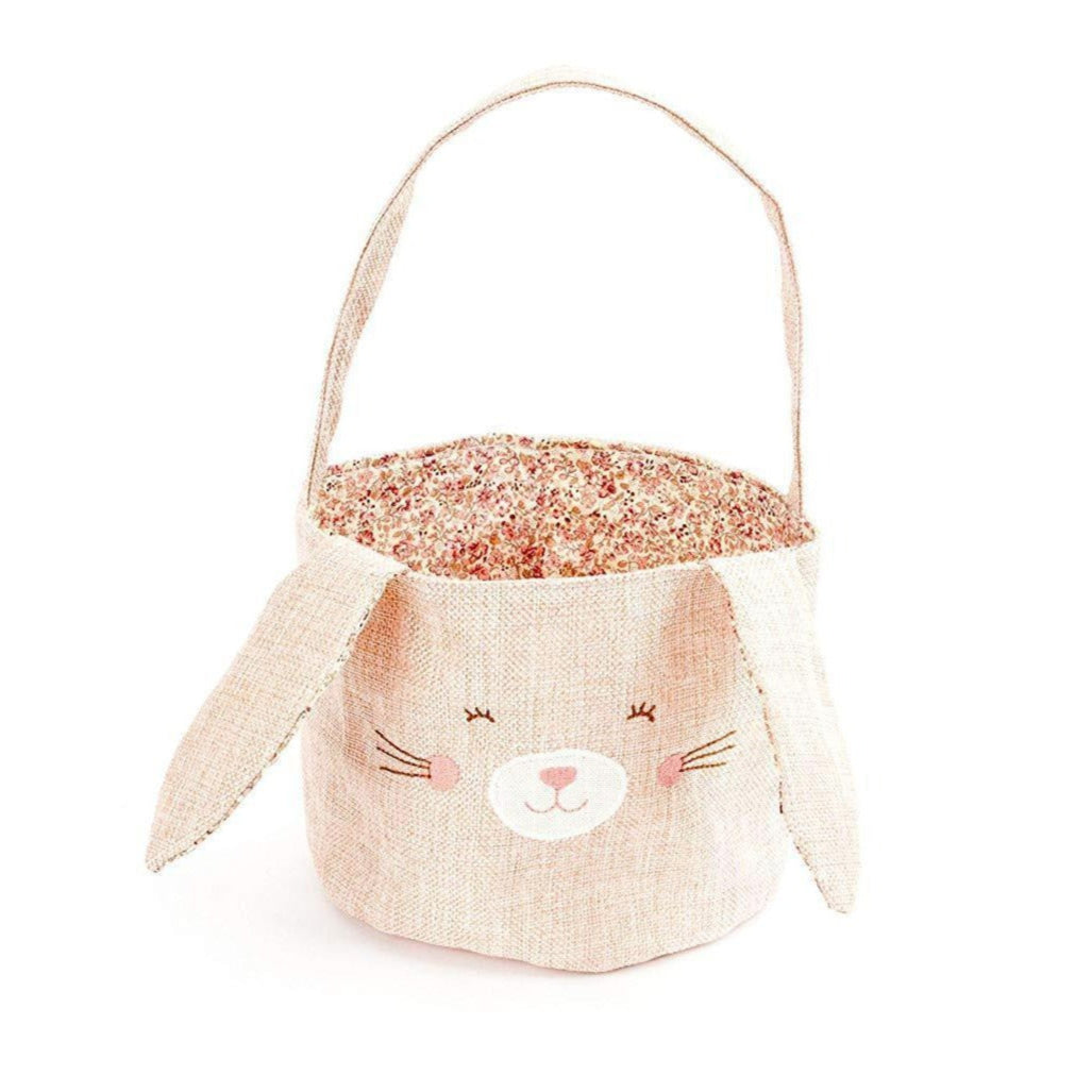 PINK LINEN BUNNY EASTER BASKET BY MON AMI MON AMI Easter Baskets Pink PINK LINEN BUNNY EASTER BASKET BY MON AMI Bonjour Fete - Party Supplies