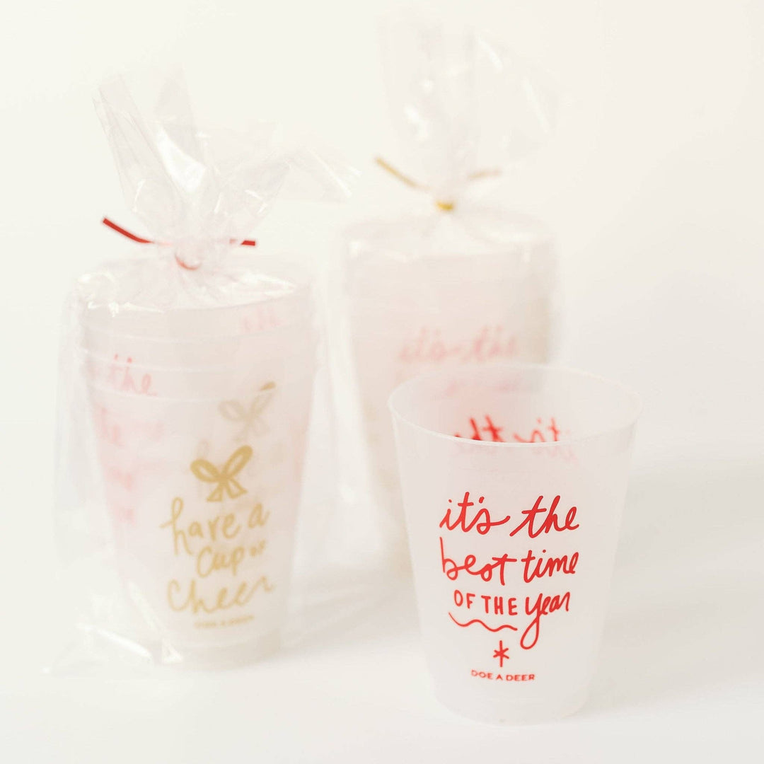 HOLIDAY SHATTERPROOF CUP SET Doe A Deer Christmas Holiday Party Supplies Bonjour Fete - Party Supplies