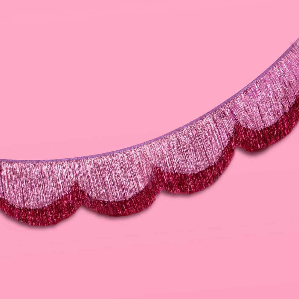 Tickled Pink Fringe - scalloped banner, purple xo, Fetti Tickled Pink Fringe - scalloped banner, purple Bonjour Fete - Party Supplies