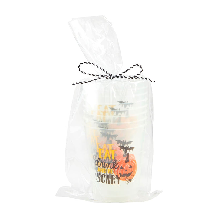 HALLOWEEN PARTY CUP GIFT SET Mud Pie Halloween Party Supplies EAT DRINK BE SCARY Bonjour Fete - Party Supplies