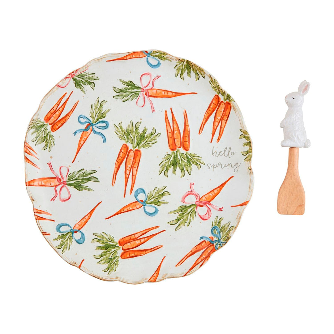 CARROT PATTERN PLATTER SET Mud Pie Easter Home CARROT PATTERN PLATTER SET Bonjour Fete - Party Supplies