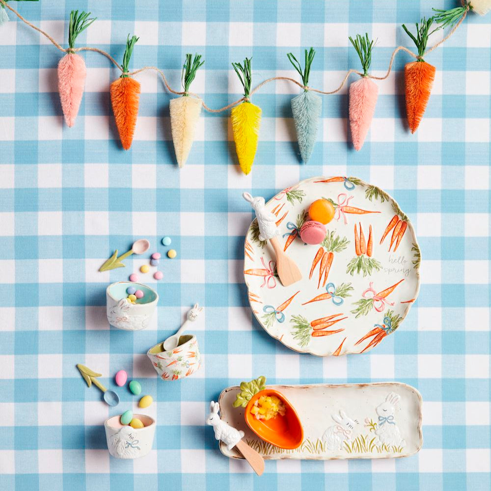 CARROT PATTERN PLATTER SET Mud Pie Easter Home CARROT PATTERN PLATTER SET Bonjour Fete - Party Supplies