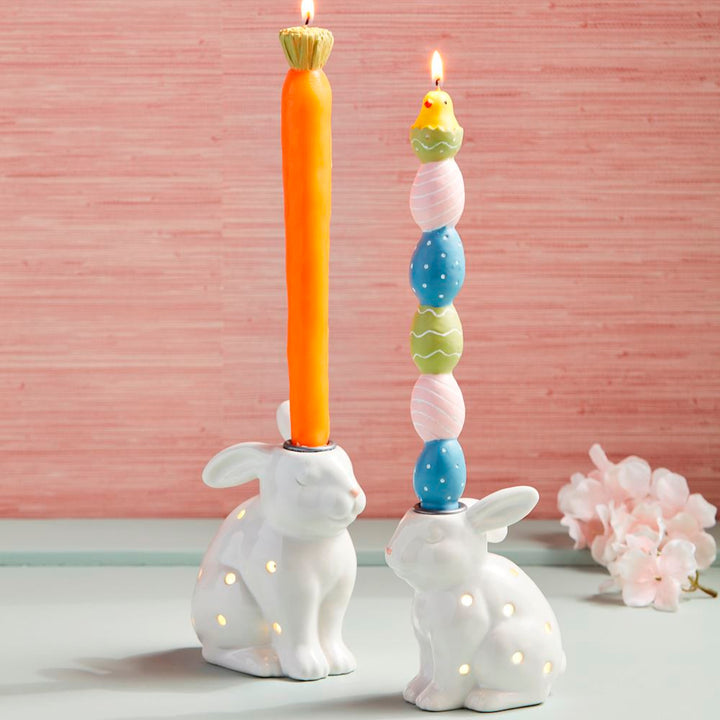 BUNNY LED TAPER CANDLE HOLDER Mud Pie Easter Home BUNNY LED TAPER CANDLE HOLDER Bonjour Fete - Party Supplies