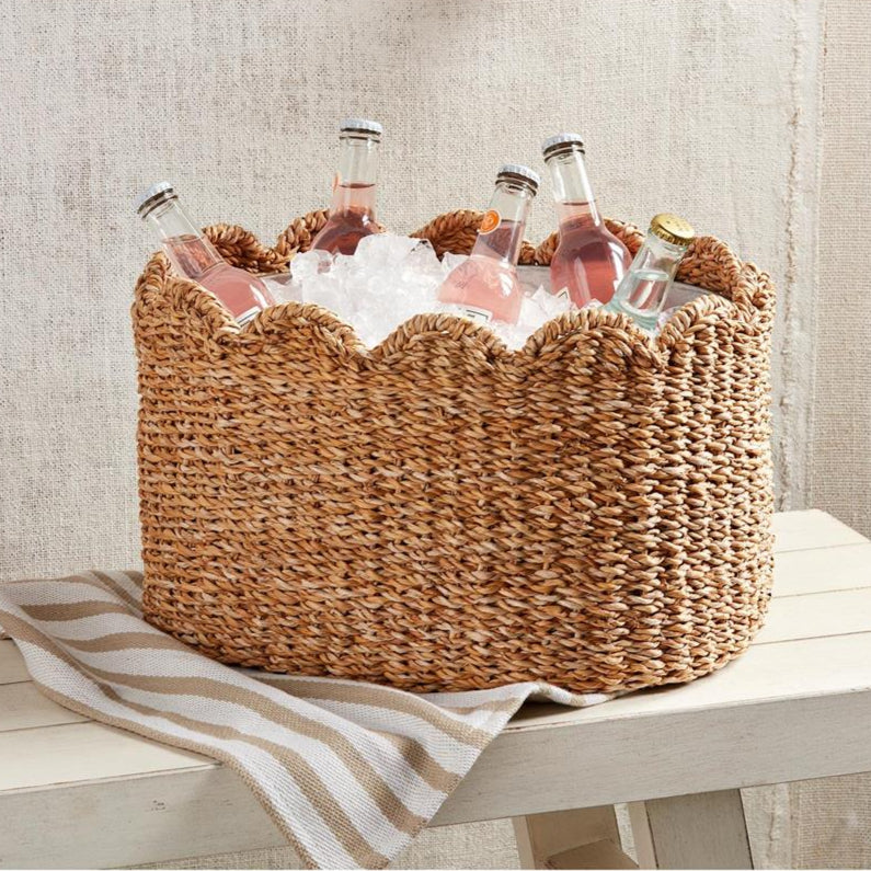 WOVEN SCALLOP PARTY TUB Mud Pie Easter Home WOVEN SCALLOP PARTY TUB Bonjour Fete - Party Supplies