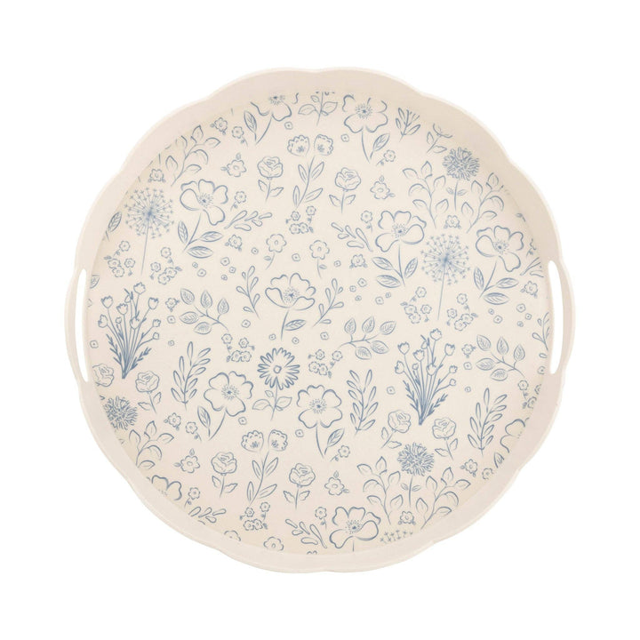 PEM1130 - Round Scalloped Floral Bamboo Tray My Mind’s Eye PEM1130 - Round Scalloped Floral Bamboo Tray Bonjour Fete - Party Supplies