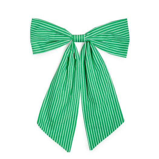 STRIPE BOW CLIP: GREEN Shiraleah STRIPE BOW CLIP: GREEN Bonjour Fete - Party Supplies