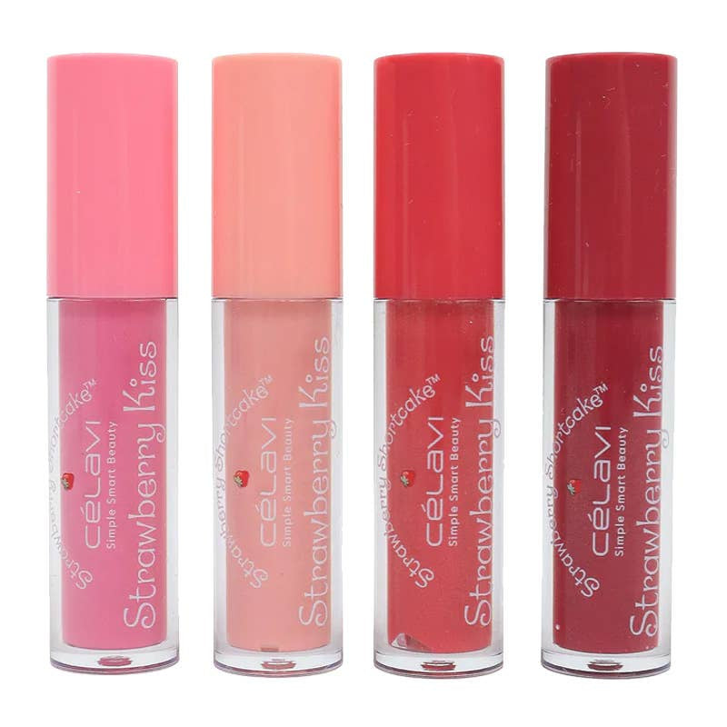 Celavi SS45538 Strawberry Kiss Lip Gloss Set - 12 PINEAPPLE Beauty Celavi SS45538 Strawberry Kiss Lip Gloss Set - 12 Bonjour Fete - Party Supplies