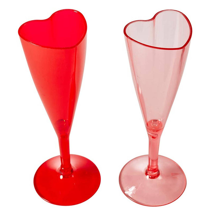 Set of 6 Acrylic Heart Champagne Flute: Acrylic Slant Collections by Creative Brands Set of 6 Acrylic Heart Champagne Flute: Acrylic Bonjour Fete - Party Supplies