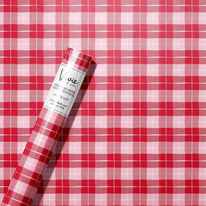 PINK & RED PLAID WRAPPING PAPER Vivie and Ash Gift Wrapping PINK & RED PLAID WRAPPING PAPER Bonjour Fete - Party Supplies