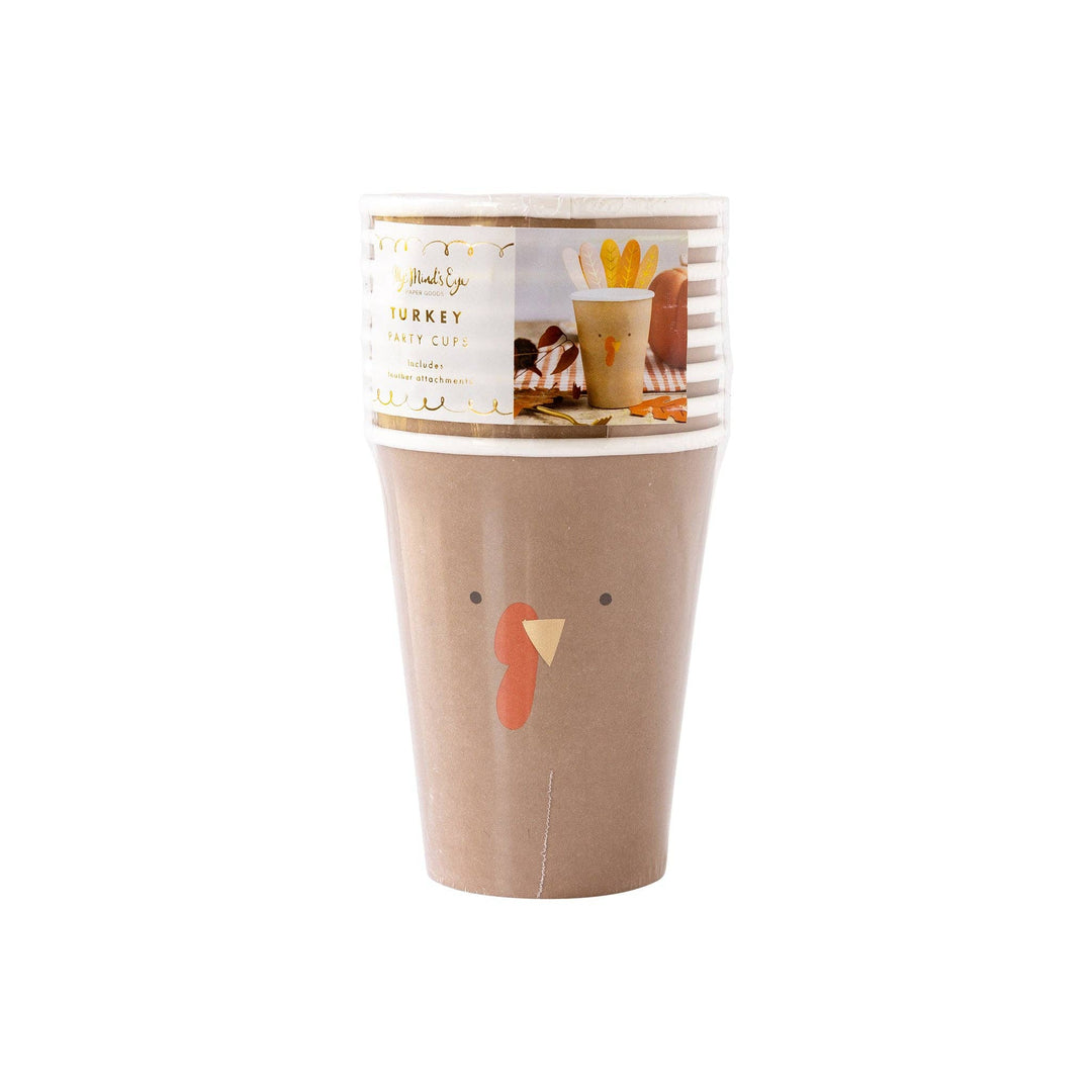 THANKSGIVING TURKEY PAPER CUPS My Mind’s Eye Thanksgiving Party Supplies Bonjour Fete - Party Supplies