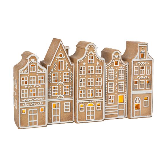 5 ROW GINGERBREAD VILLAGE December Diamonds Christmas Trees & Houses Bonjour Fete - Party Supplies