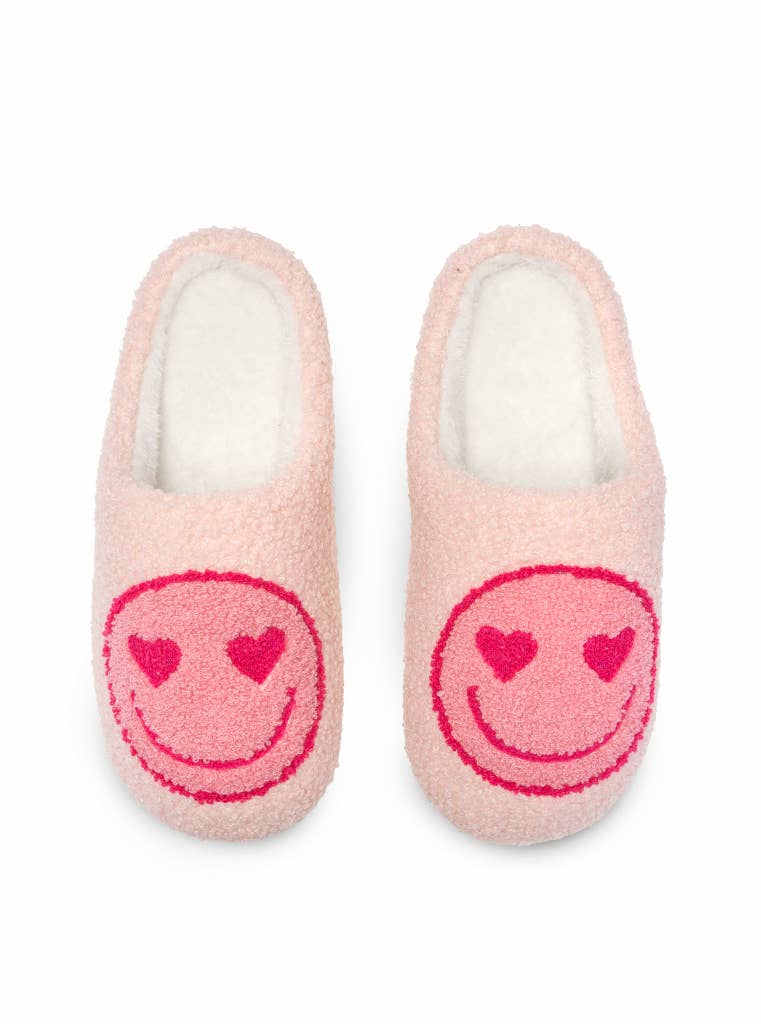 Indoor / Outdoor Slippers - Heart Eyes Happy Faces - Pink: M/L Living Royal Indoor / Outdoor Slippers - Heart Eyes Happy Faces - Pink: M/L Bonjour Fete - Party Supplies