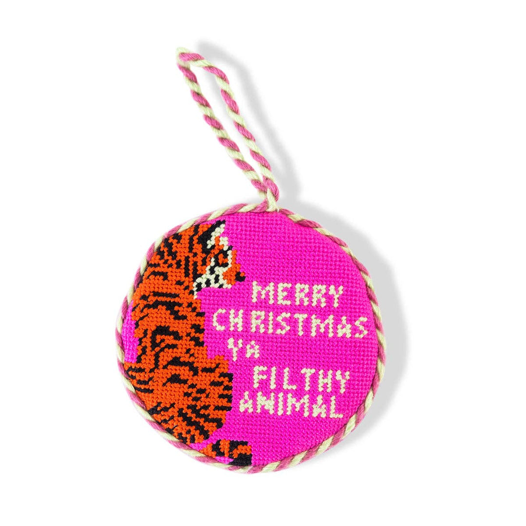 Needlepoint Ornament - Filthy Animal Furbish Studio Needlepoint Ornament - Filthy Animal Bonjour Fete - Party Supplies