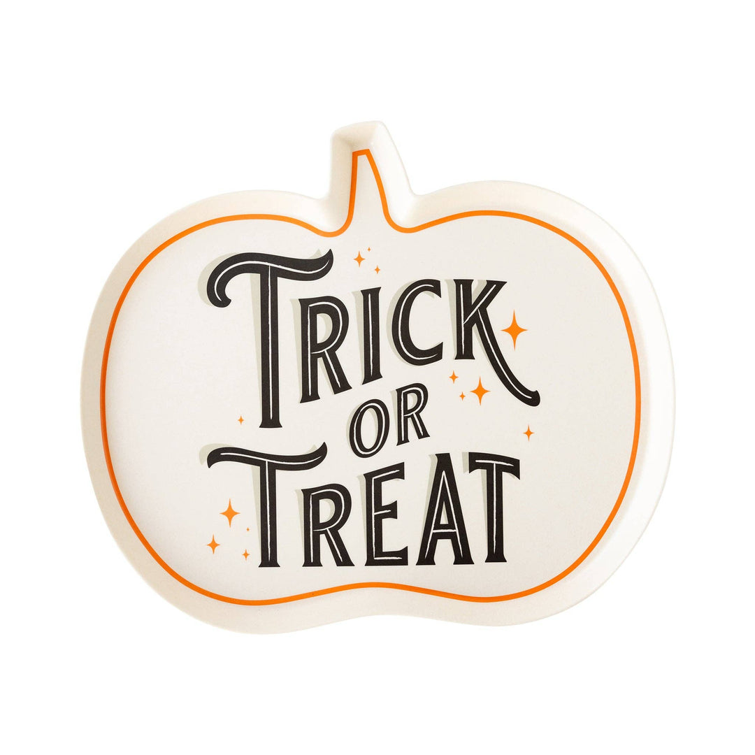 TRICK OR TREAT BAMBOO PUMPKIN PLATE My Mind’s Eye Halloween Party Supplies Bonjour Fete - Party Supplies