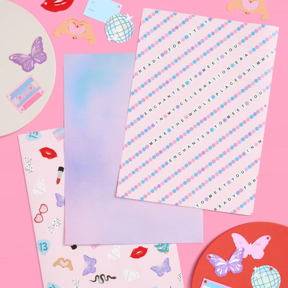 Taylor Swift Gifting Era Wrapping Paper & Tag Set Bonjour Fete Party Supplies Gift Wrapping