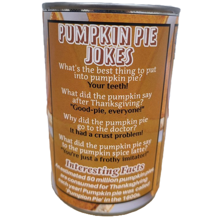 CANNED PUMPKIN PIE STUFFED ANIMAL Canned Gifts Thanksgiving Favors & Crackers Bonjour Fete - Party Supplies