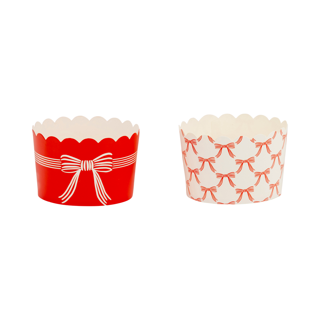 PLJC1887 - JUMBO Red Cream Bows 8 oz Baking Cups (40 ct) My Mind’s Eye PLJC1887 - JUMBO Red Cream Bows 8 oz Baking Cups (40 ct) Bonjour Fete - Party Supplies