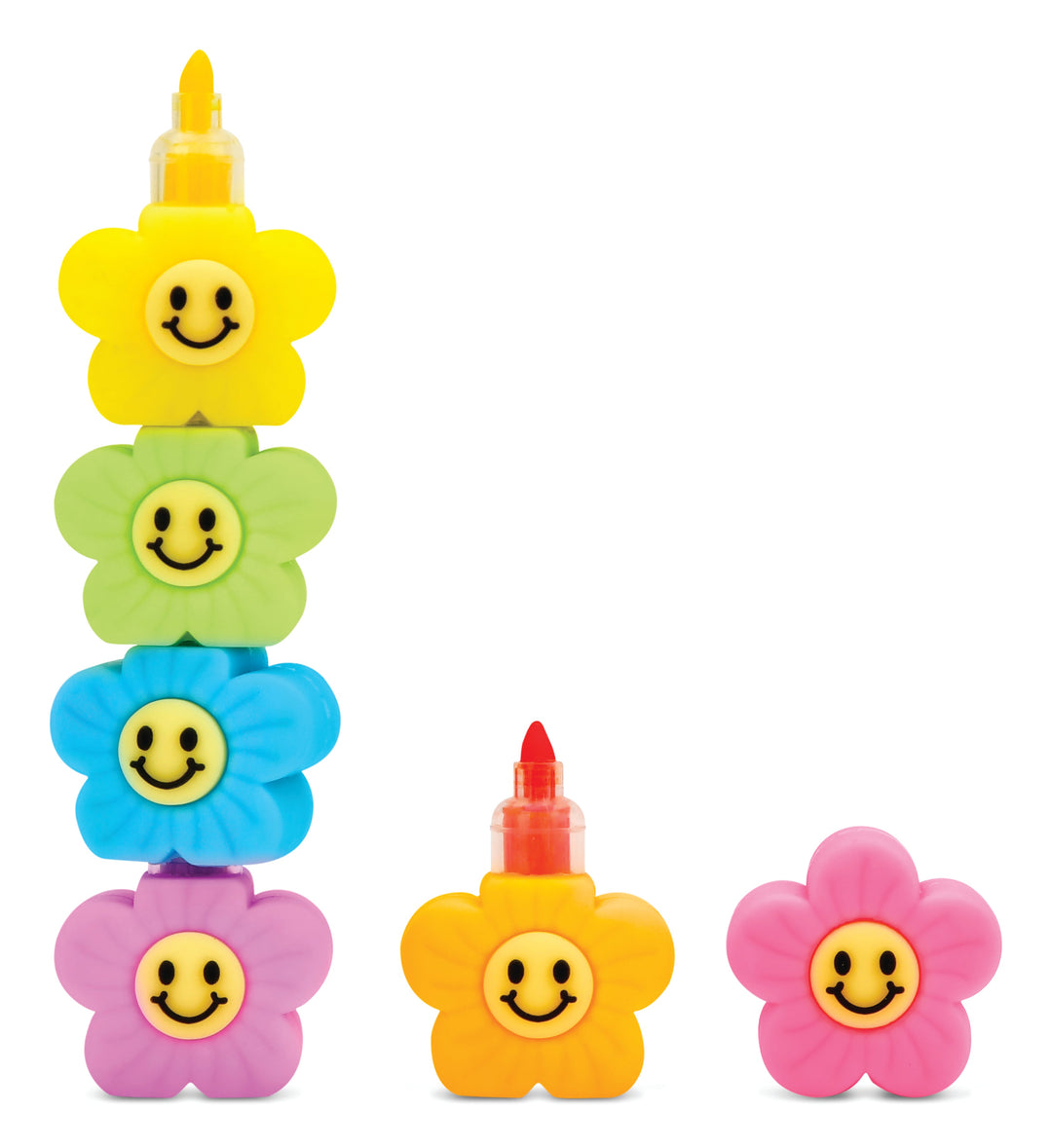 SMILE FLOWER STACKABLE HIGHLIGHTERS Iscream Easter Gifts & Basket Fillers SMILE FLOWER STACKABLE HIGHLIGHTERS Bonjour Fete - Party Supplies