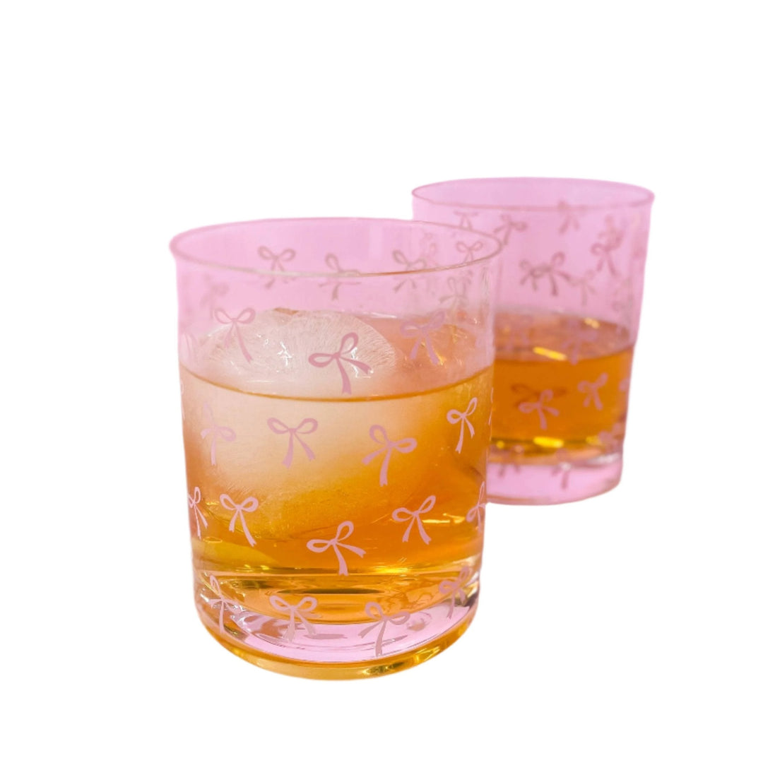 PINK BOWS COCKTAIL GLASS SET Rock Paper Scissors Drinkware & Bar PINK BOWS COCKTAIL GLASS SET Bonjour Fete - Party Supplies