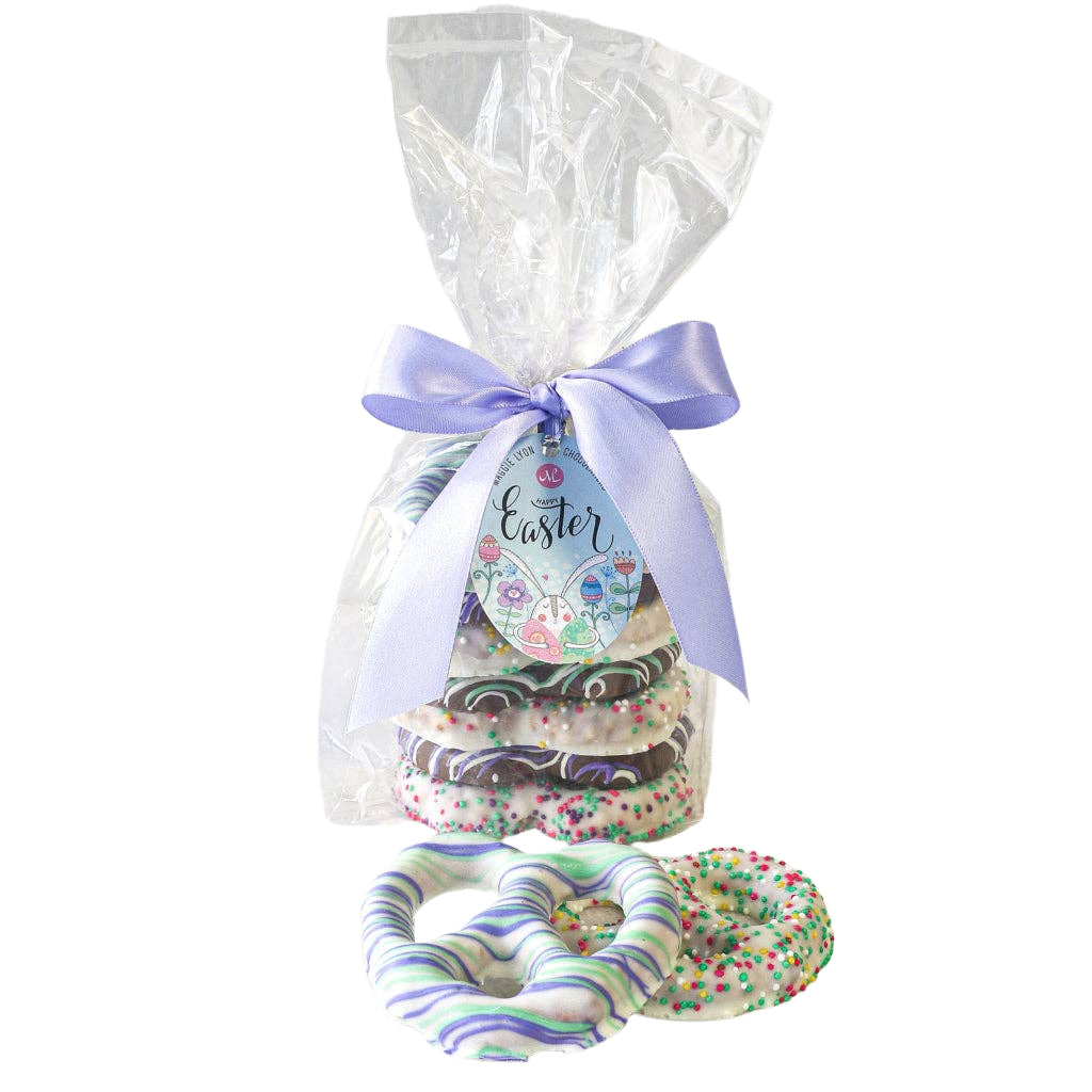 EASTER CHOCOLATE COVERED PRETZELS Maggie Lyon Chocolatiers Easter Candy EASTER CHOCOLATE COVERED PRETZELS Bonjour Fete - Party Supplies