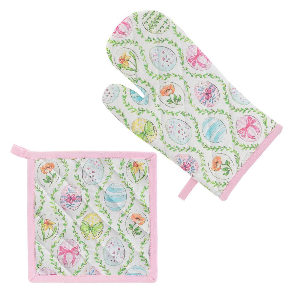 Easter Bunny Oven Mitt & Pot Holder Set of 2 Rosanne Beck Boston International Easter Bunny Oven Mitt & Pot Holder Set of 2 Rosanne Beck Bonjour Fete - Party Supplies