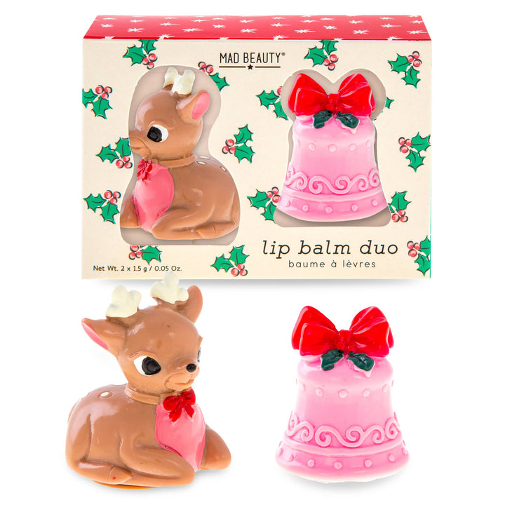 Mad Beauty Retro Christmas Lip Balm Duo - 12pc Mad Beauty USA LLC Mad Beauty Retro Christmas Lip Balm Duo - 12pc Bonjour Fete - Party Supplies