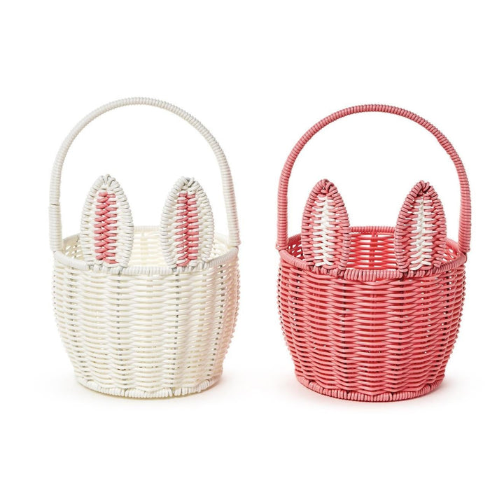 WICKER BUNNY BASKET WITH POM POM TAIL Two's Company Easter Baskets WICKER BUNNY BASKET WITH POM POM TAIL Bonjour Fete - Party Supplies