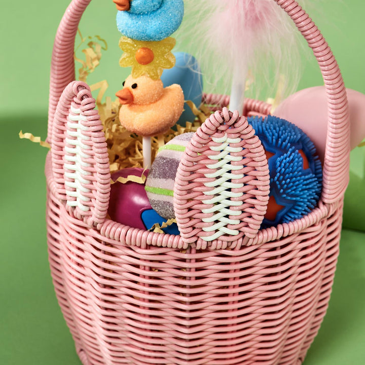 WICKER BUNNY BASKET WITH POM POM TAIL Two's Company Easter Baskets WICKER BUNNY BASKET WITH POM POM TAIL Bonjour Fete - Party Supplies