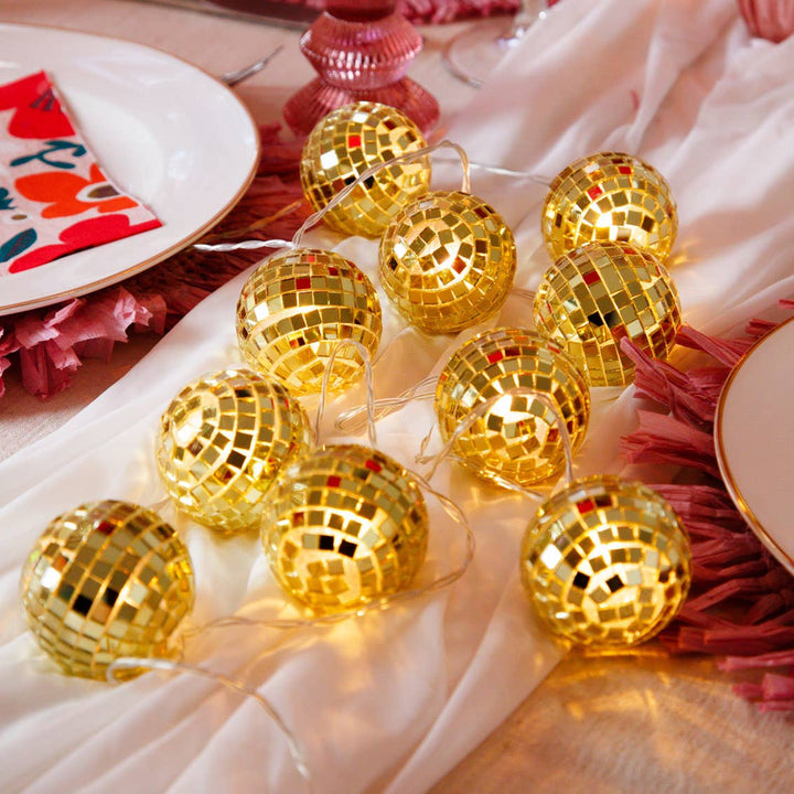 Gold Disco Ball String Lights Bonjour Fete Party Supplies New Year's Eve Party Supplies