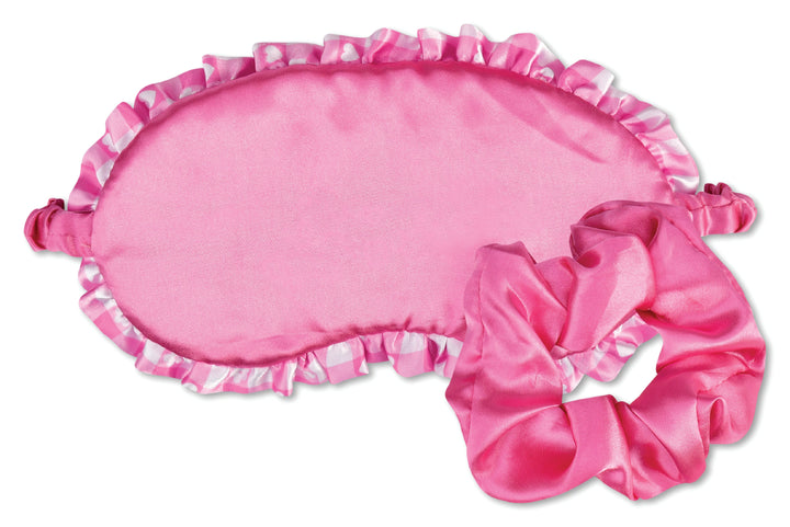 PINK GINGHAM EYE MASK AND SCRUNCHIE SET Iscream Valentine's Day Accessories PINK GINGHAM EYE MASK AND SCRUNCHIE SET Bonjour Fete - Party Supplies