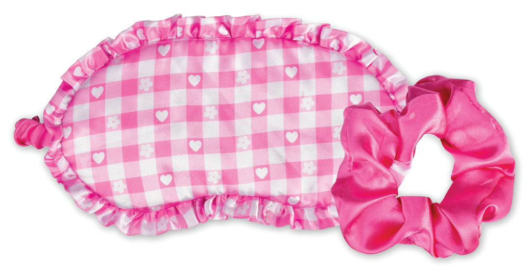 PINK GINGHAM EYE MASK AND SCRUNCHIE SET Iscream Valentine's Day Accessories PINK GINGHAM EYE MASK AND SCRUNCHIE SET Bonjour Fete - Party Supplies