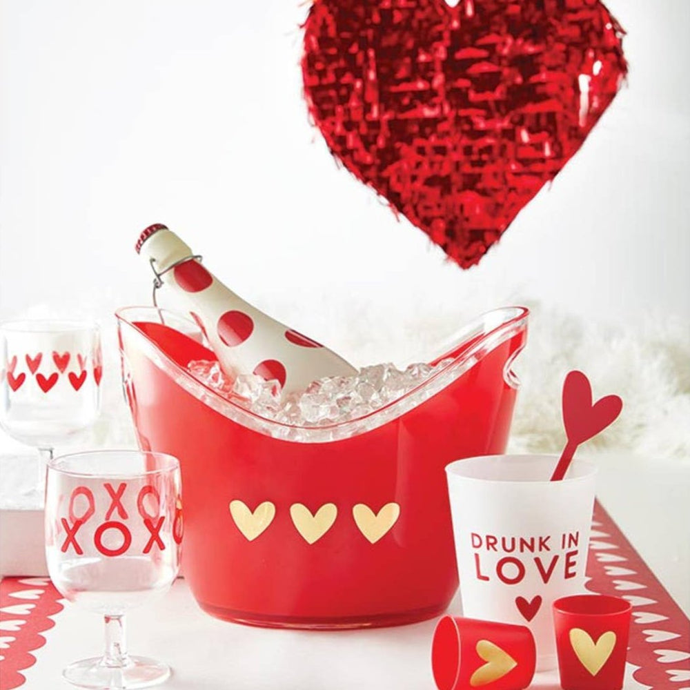 Beverage Bucket - Foil Hearts: Acrylic Slant Collections by Creative Brands Beverage Bucket - Foil Hearts: Acrylic Bonjour Fete - Party Supplies