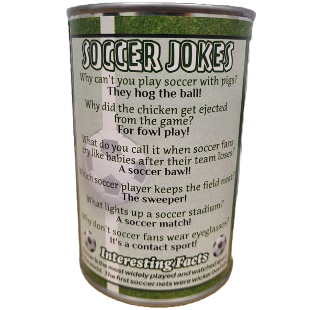 Canned Soccer Ball - Plush Sports Gift in Can w/Jokes: Pop Top Lid Canned Gifts Canned Soccer Ball - Plush Sports Gift in Can w/Jokes: Pop Top Lid Bonjour Fete - Party Supplies